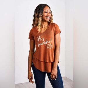Latched Mama v-neck boyfriend nursing maternity tee - Hey Pumpkin Fall Halloween